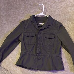 Dark Gray Button-Up Jacket . Canvas spring jacket